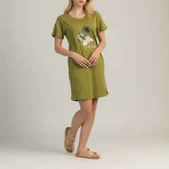 ΓΥΝΑΙΚΕΙΟ ΦΟΡΕΜΑ ΜΕ ΚΟΝΤΑ ΜΑΝΙΚΙΑ 100% ΒΑΜΒΑΚΙ - TROPICA